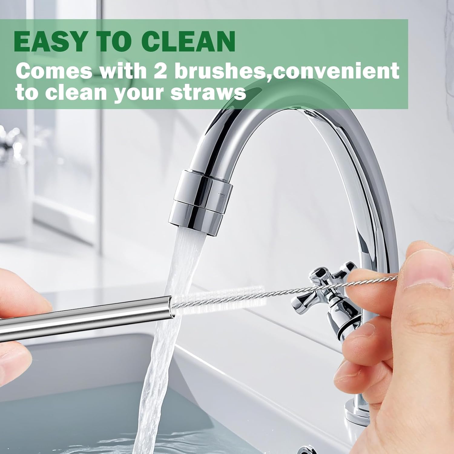 HEYSKAY 6pcs Hydrojug Straw Replacement Straws Reusable for HydroJug Traveler Tumbler 40oz with 3 Plastic Straw 3 Metal Straws and 2 Cleaning Brushes for Hydrojug Accessories - Image 7