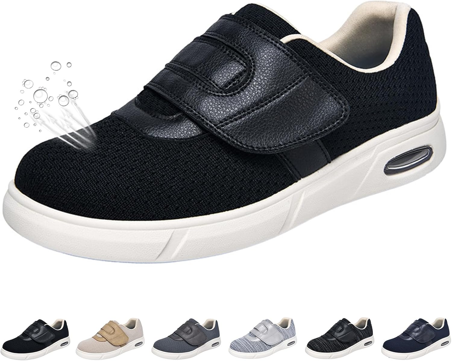 Men's Women's Diabetic Shoes Extra Wide Width Slipper, Adjustable Lightweight Breathable Non Slip Air Cushion Bottom Walking Shoes for Swollen Feet Outdoor