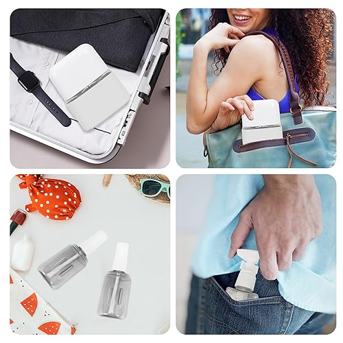 Miniatura 4 de Songaa Botellas de viaje a prueba de fugas, recipientes de viaje 2 en 1 para artículos de tocador, botellas de plástico recargables con tapa,