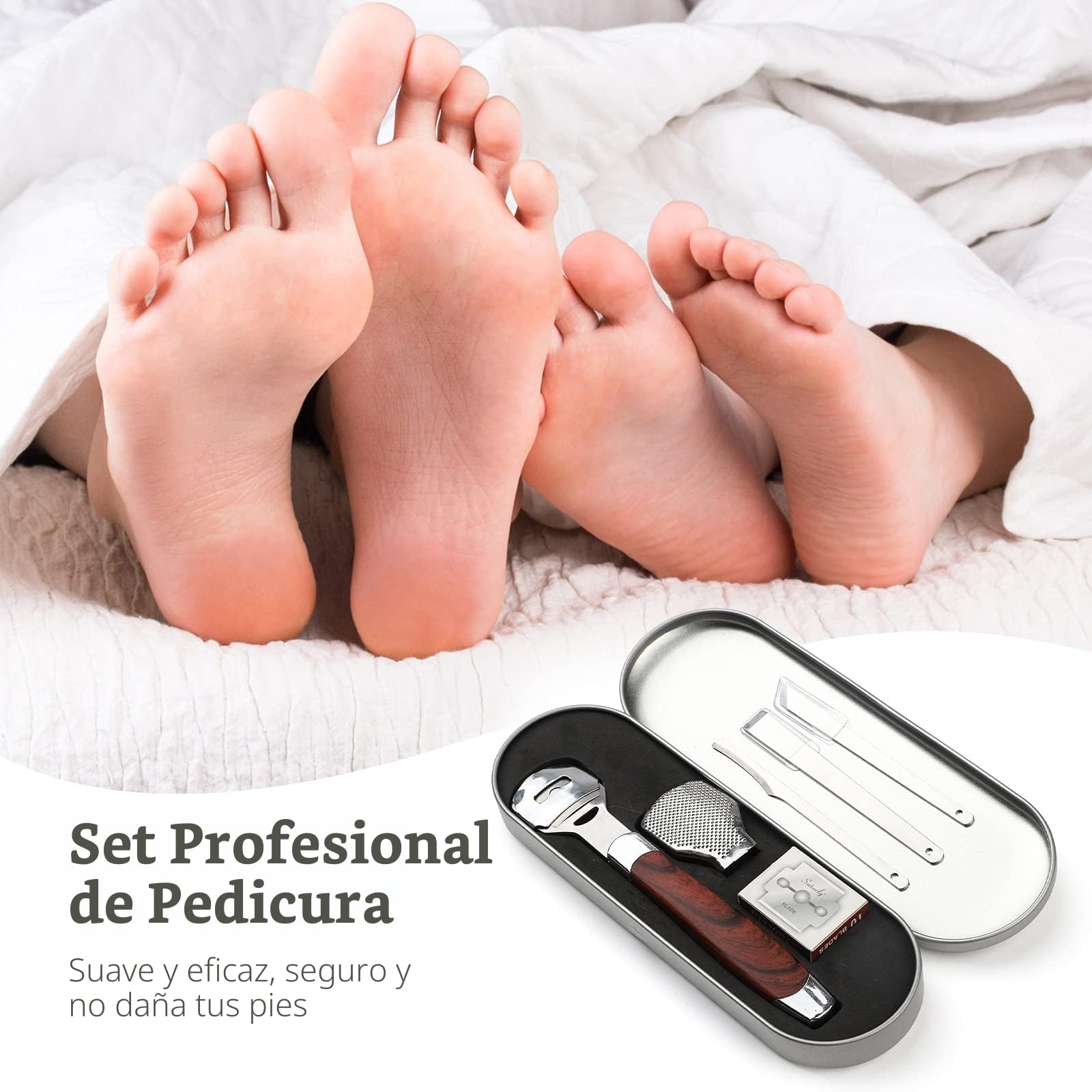 Eliminador Callos y Callosidades, Pedicura y Cuidado de Pies, Lima de callos de acero inoxidable, Raspador de Pies con 10 Cuchillas de Acero Inoxidable para el Cuidado de los Pies en Hogar