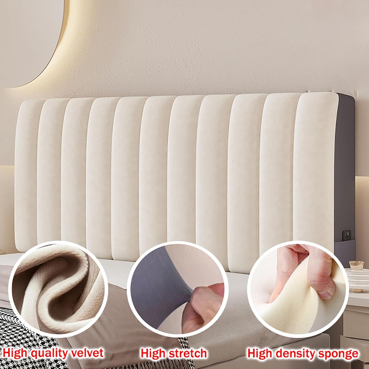 Velvet Headboard Cover Full Queen King Size, Thicken Solid Color Protector Cover for Headbaord,Padded Headboard Cover,Soft Quilted Bed Headboard Slipcover(Brown,70.7in)