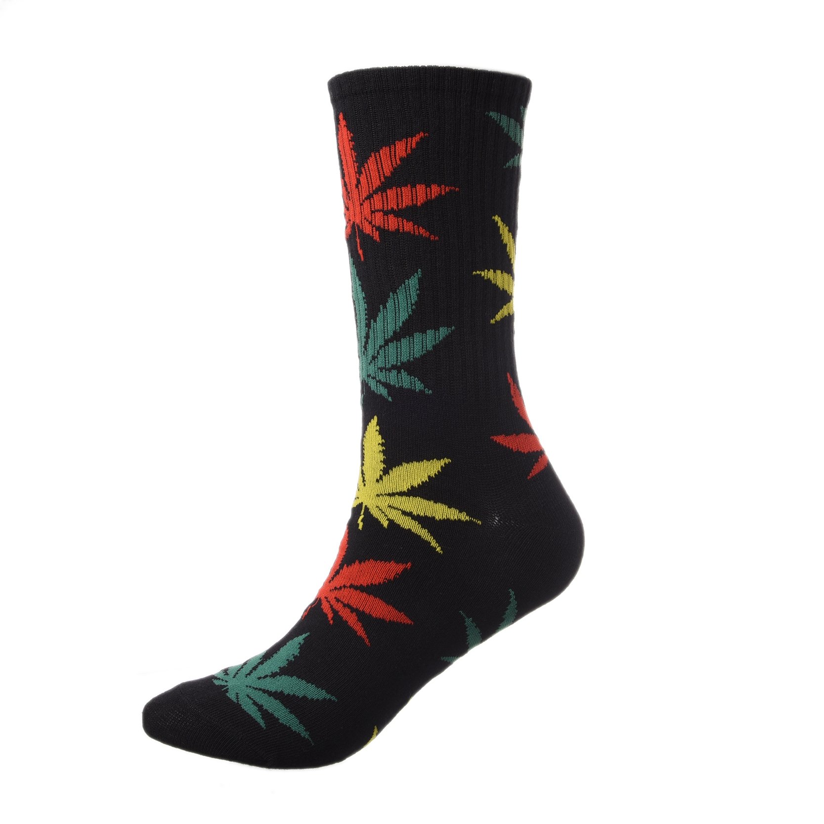 4 Pairs Pack Marijuana Weed Leaf Printed Cotton Athletic Sports High Crew Socks for Women Men(B-4 pairs)
