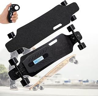 Elektro-Skateboard mit Fernbedienung, 8–25 km/h Höchstgeschwindigkeit, 4 Geschwindigkeitsmodi, Ahorn-Deck, sanftes Bremsen, 90 kg Tragfähigkeit, für Erwachsene, Jugendliche & Anfänger 15kM