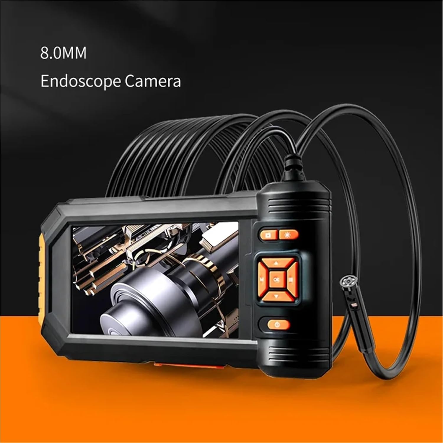 1080P HD Digital Industrial Endoscope Camera 8 mm Waterproof Drain Snake Camera 1080P 5" inch Automotive Camera(10m,Single Lens)