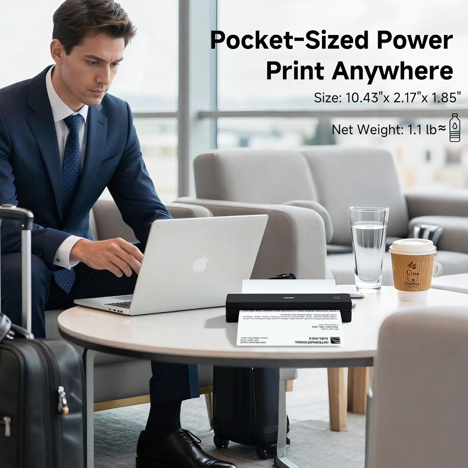 HPRT Portable Printer Wireless for Travel, Inkless Thermal Printer for iOS/Andorid/Laptop, 300DPI, Supports Thermal Paper & Labels,Supports 8.5"x 11"US Letter & A4, A5 for Office/Home/School/Vehicles