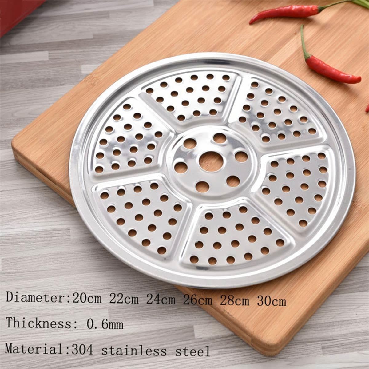 Platos de Cesta para cocinar al Vapor de Acero Inoxidable, vaporera de 40 cm con Agujeros, Color Plateado
