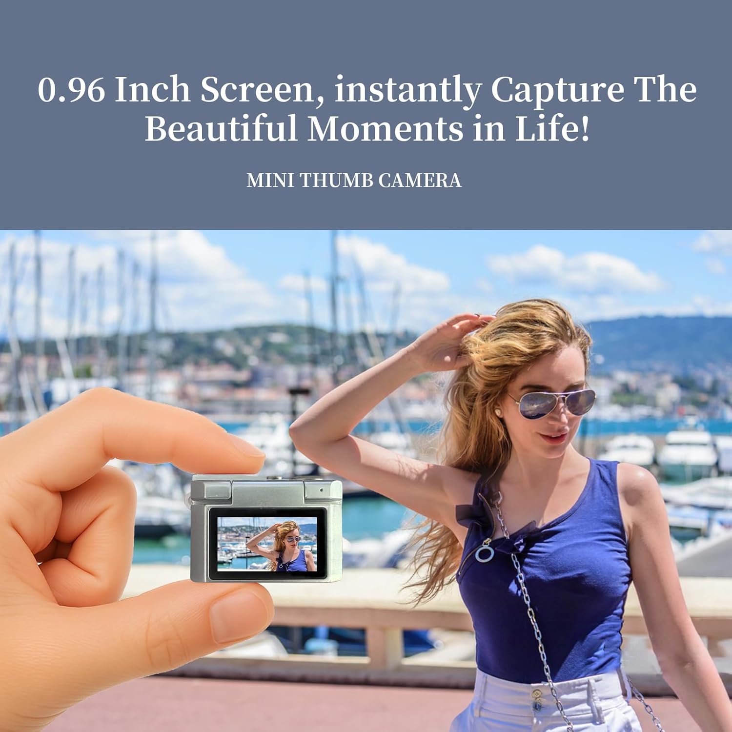 ‌Mini Keychain Digital Camera White - HD Mini Digital Camera with 0.96" Flip Screen & 32GB Card, Portable Wearable Keychain Camera for Bag, Necklace Pendant,a Fun Gift for Friends for the World Cup