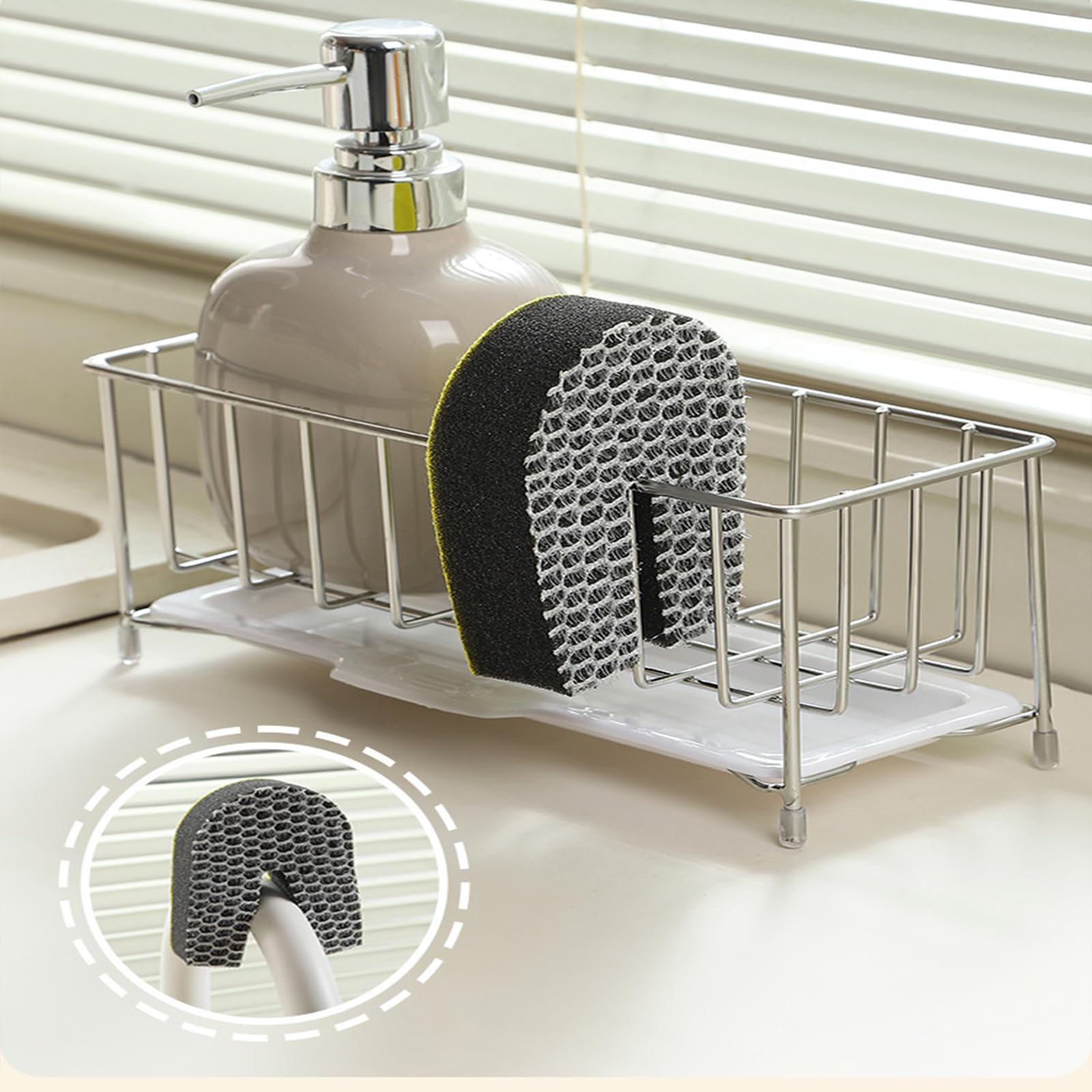 Esponja de doble cara en forma de U para limpieza de cocina, ideal para grietas, platos, cuencos y llantas de taza, juego de 2 estropajos para un uso versátil