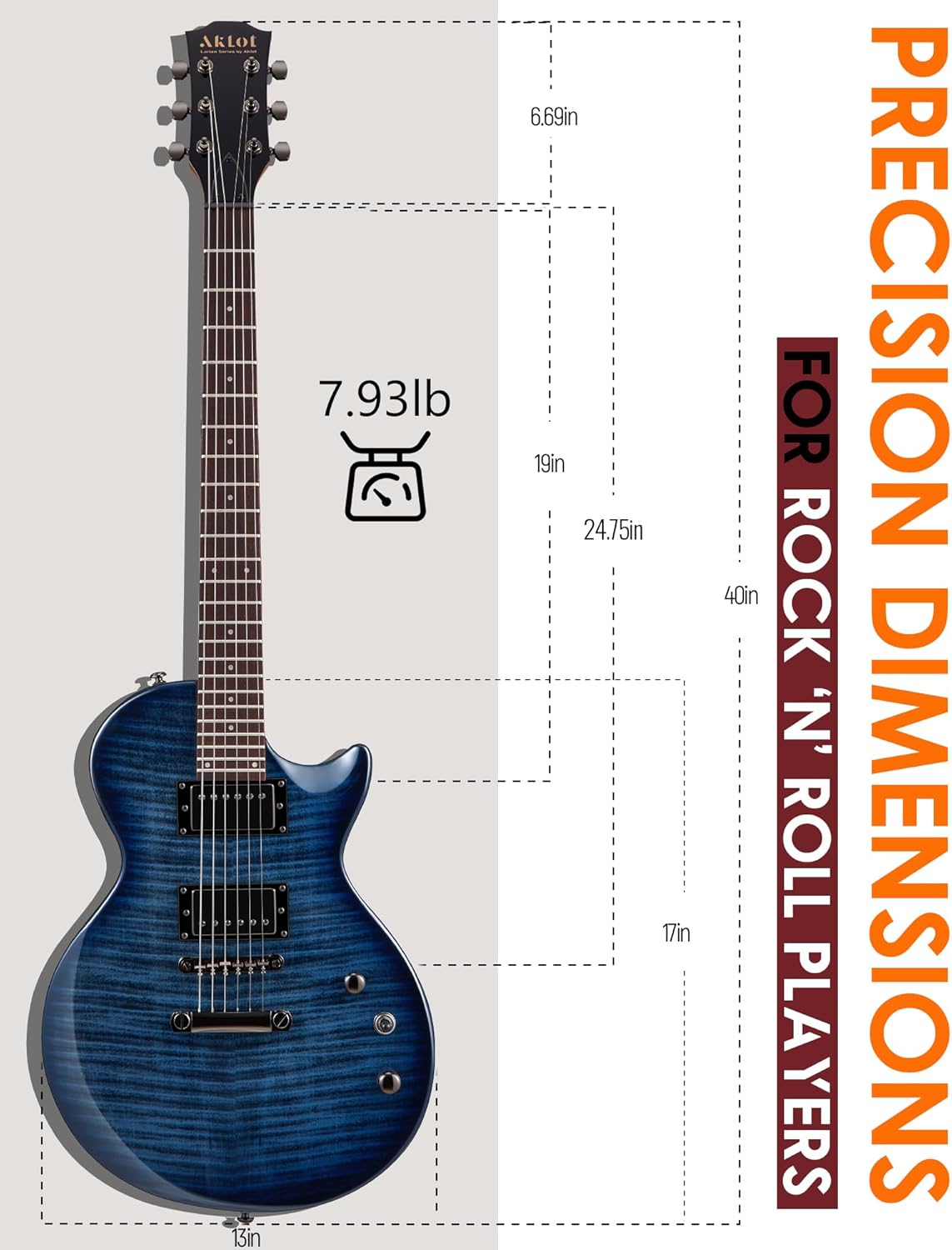 AKLOT 24-Fret Electric Guitar Kit, 40 inch Single Cut (LP Style), Modern Playability Coil-Split Humbucker Pickups, 18:1 Tuning Pegs,W/Guitar Accessories Gig Bag,Cable,Strap,Picks,Strings,Tuner,Book