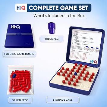 Original Solitaire Game - Solitaire Board Game for Kids, Adults & Seniors, Solo 1-Player, Puzzle & Strategy Problem Solving Game, Perfect Travel & College Board Game, Classic Hi-Q Peg Brain Teaser