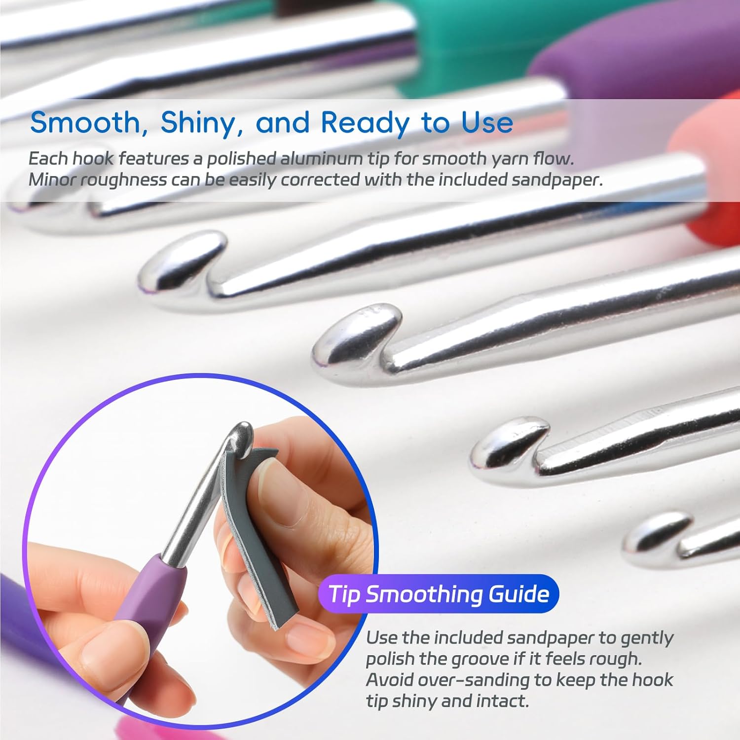 9PCS Ergonomic Crochet Hooks Set by Flickzo – Aluminum Crochet Hook Set with Soft Silicone Handles (2-6mm), Crochet Kit for Beginners with Crochet Tools & Knitting Accessories thumbnail