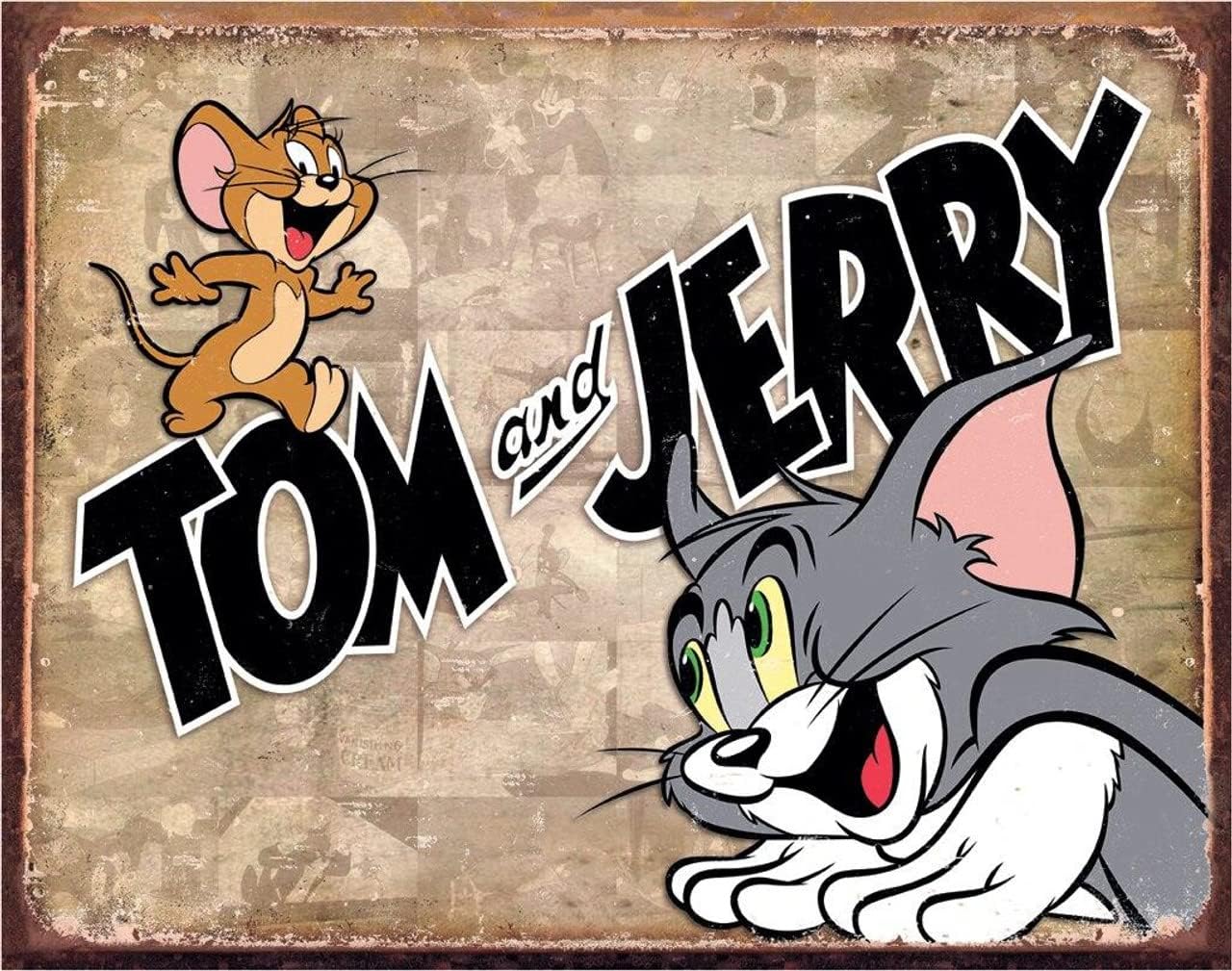 Desperate Enterprises Tom & Jerry Retro Panels Tin Sign - Nostalgic Vintage Metal Wall Decor - Made in USA