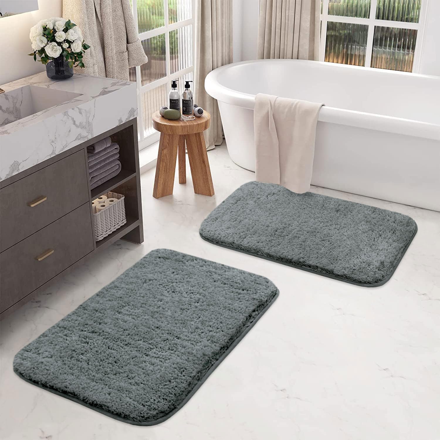 Luxe Home Bath Mat Super Soft Ultra Absorbent mat Microfibre 3200 GSM Door Mat for Home/Kitchen/Bathroom/Bedroom/Kid's Room Floor Mat (40x60 cm) Pack of 2