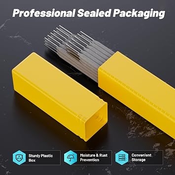 E6013 Welding Rods 1/8'': 2.5LB 14'' Low-Carbon Steel Welding Electrodes for Light Metal Fabrication and Home Repairs with Easy Arc Start and Minimal Spatter, AC/DC Compatible