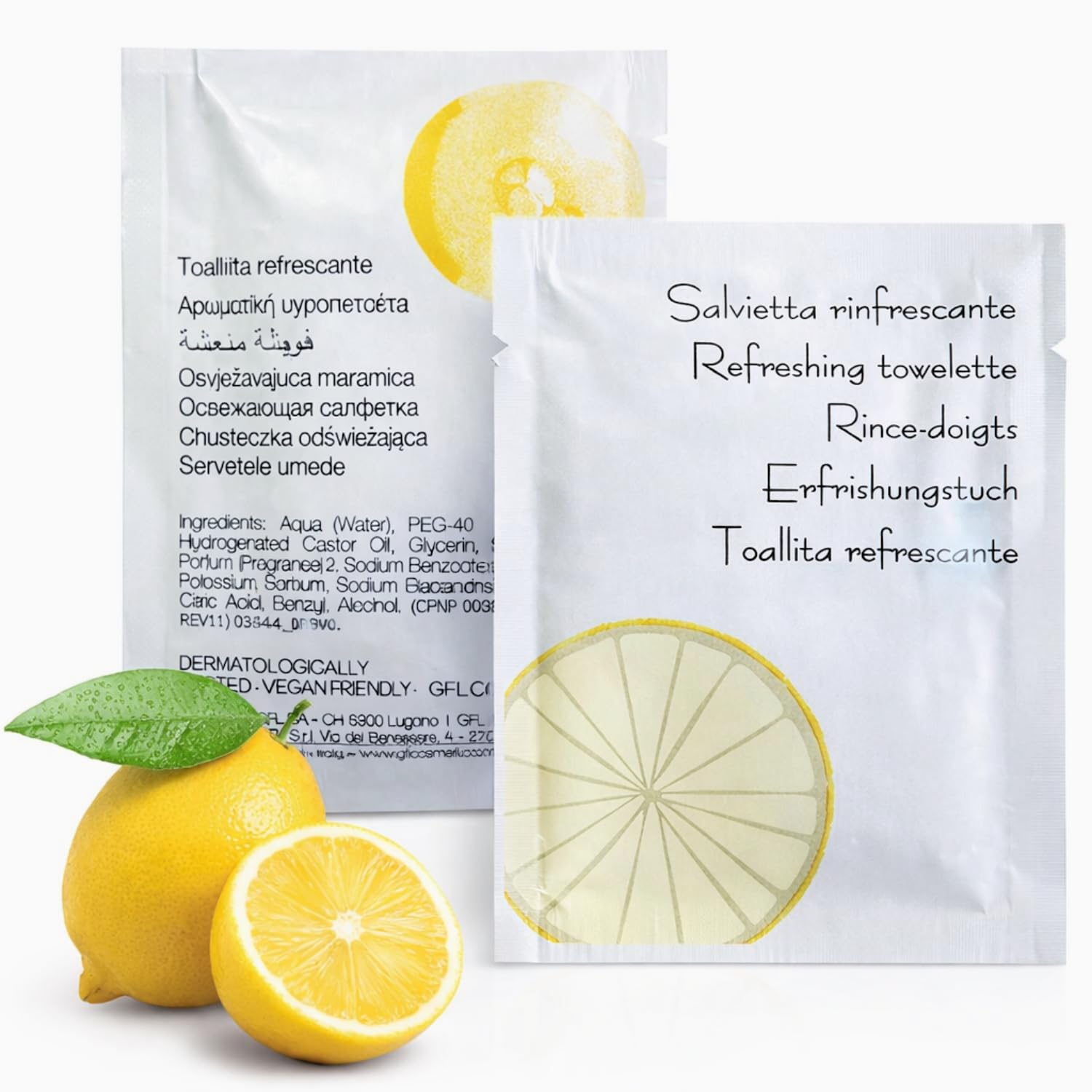 Virsus 1000 Salviette Umidificate a Limone in Carta, Misura 11,5x19 cm, Salviettine rinfrescanti per pranzi e cene a base di pesce, aperitivo wipe clean lemon towel