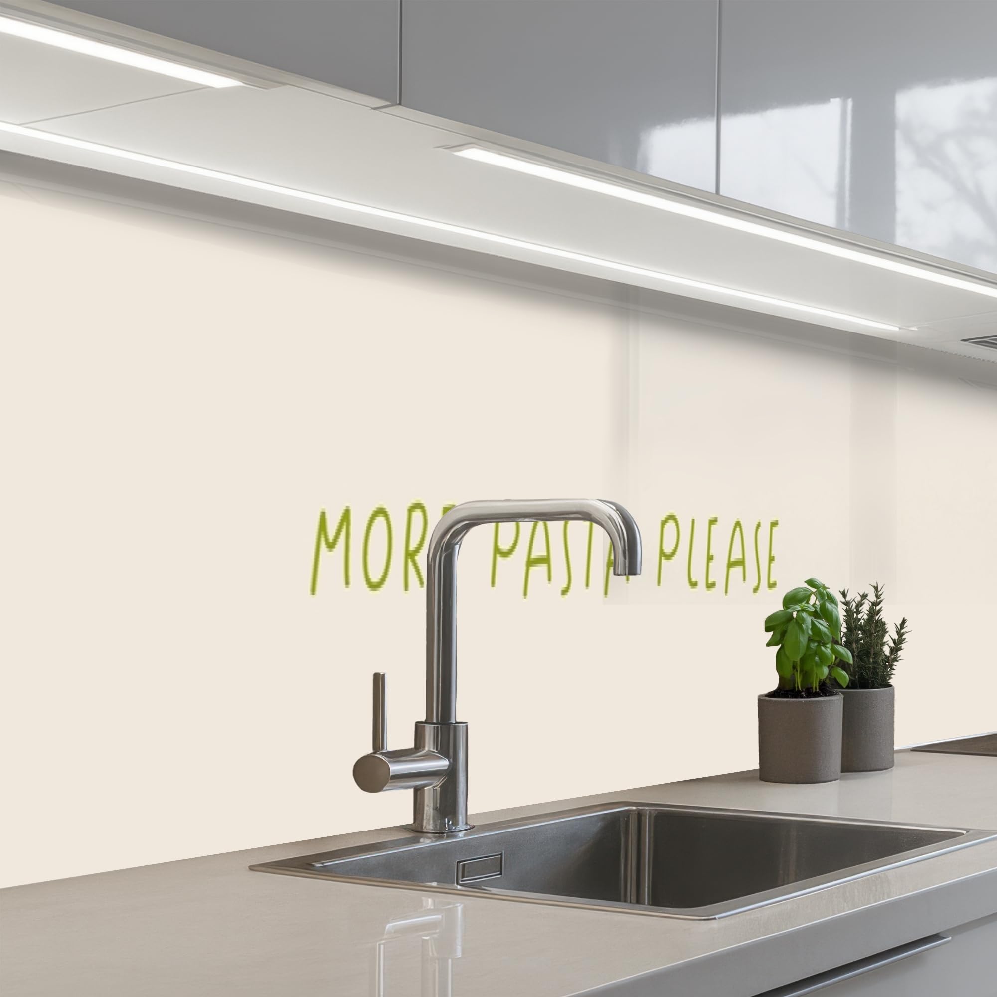 KitchenYeah© Küchenrückwand 60x500 cm Selbstklebende Kitchen Wall Protector Küchen Rückenwand Küchenfronten Küchenrückwände Küche Wand Quote - Nudeln