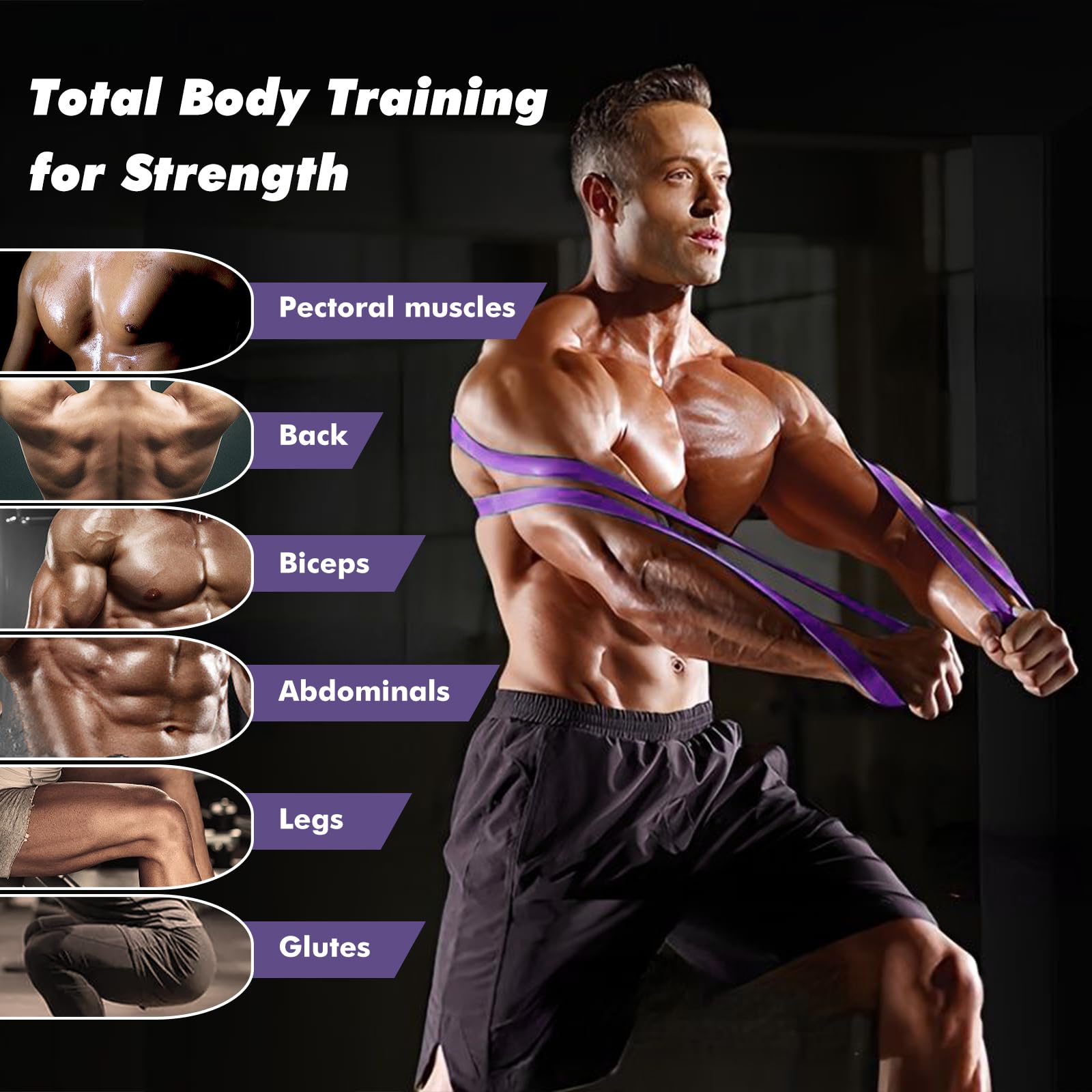 Moicainy Lot De 4 Bandes De Fitness De 1,8 M De Long Avec 4