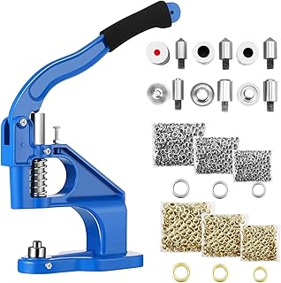 POWLAB Eyelet Hole Punch Kit Grommet Tool Kit Hand Press Heavy Duty Eyelet Grommet Machine Punch Tool with 3 Grommet Setting Dies & 3 Hole Punching Dies and 3000Pcs Silver & Golden Grommets 6/10/12mm