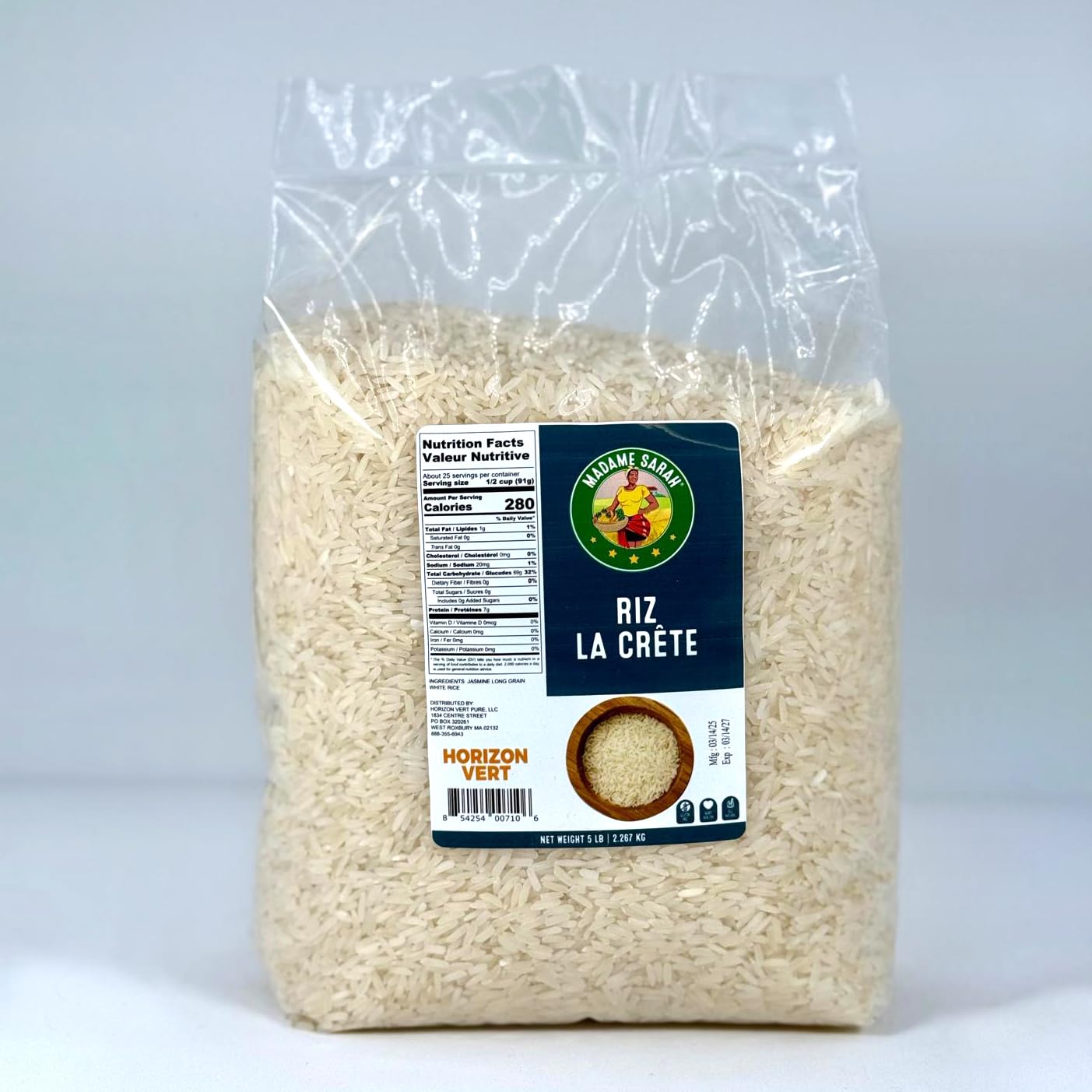 Madame Sarah Riz La Crête – Premium Haitian Long Grain Rice, Ethically Sourced, Gluten-Free, Haitian-Immigrant Owned