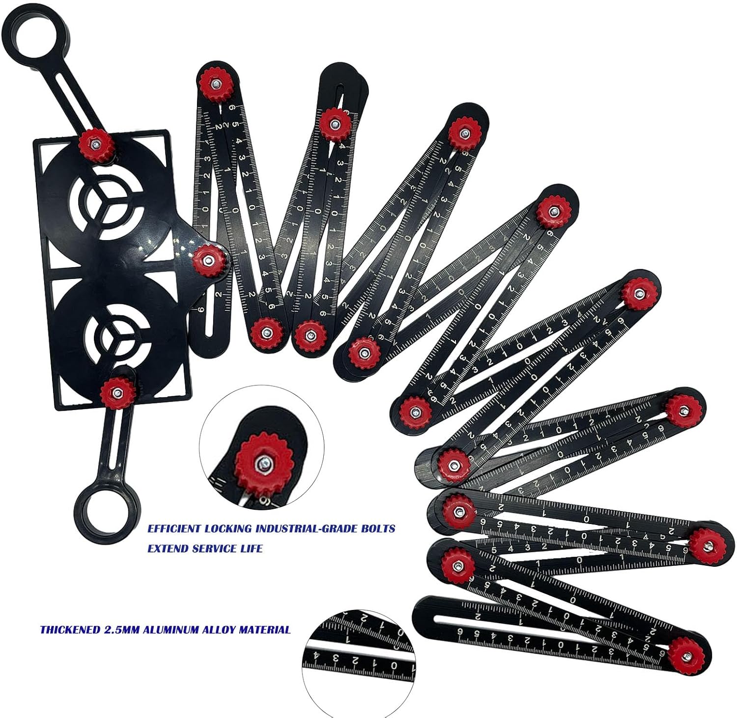 16 Fold Multi Angle Measuring Tool,16-Sided Ceramic Tile Opening Locator Angle Measurement,Tile Holes Measure Ruler with Holes Positioning Apertures