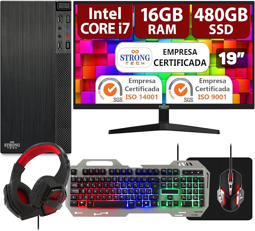Computador Pc Gamer Completo Intel Core i7 16GB SSD 480GB Monitor