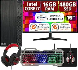 Computador Pc Gamer Completo Intel Core i7 16GB SSD 480GB Monitor 19 Kit Gamer Strong Tech