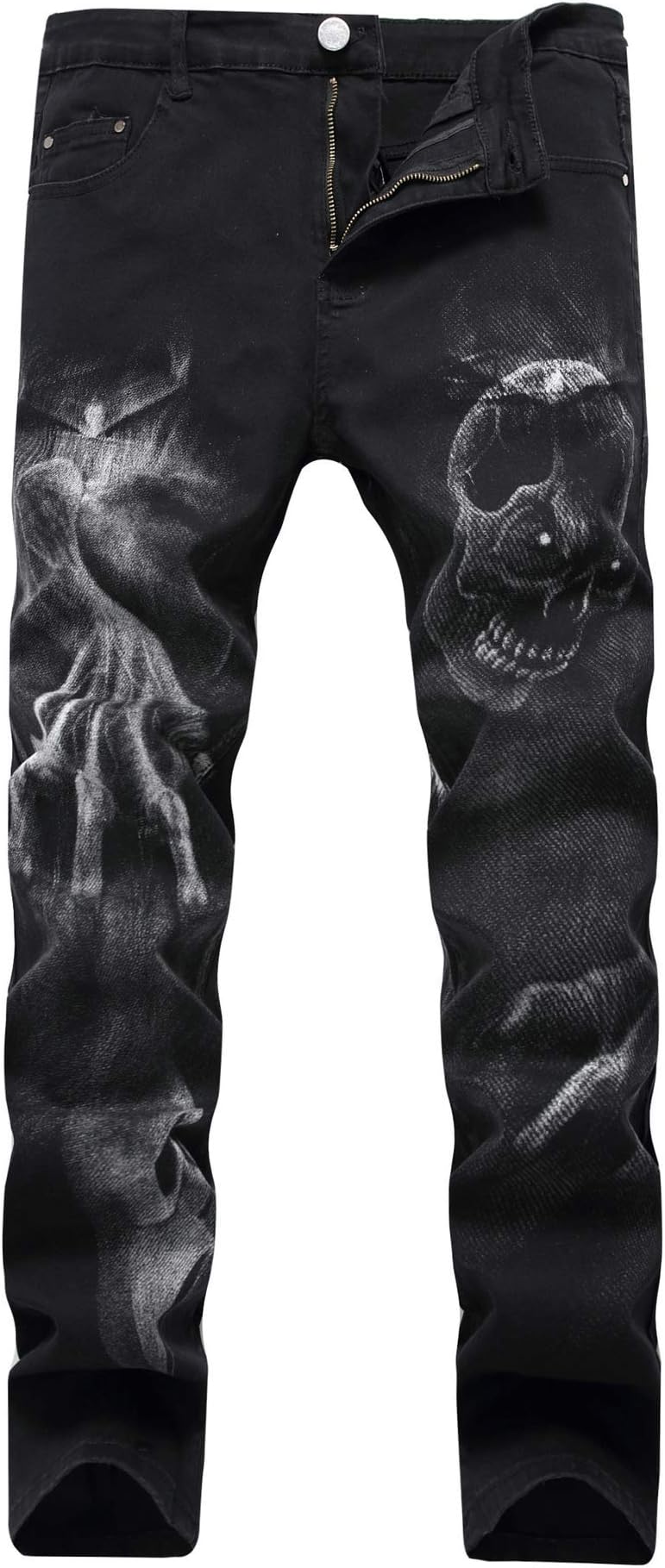 chouyatouMen's Street Wear Distressed Fit Stylish Printed Slim Jeans Denim Pants