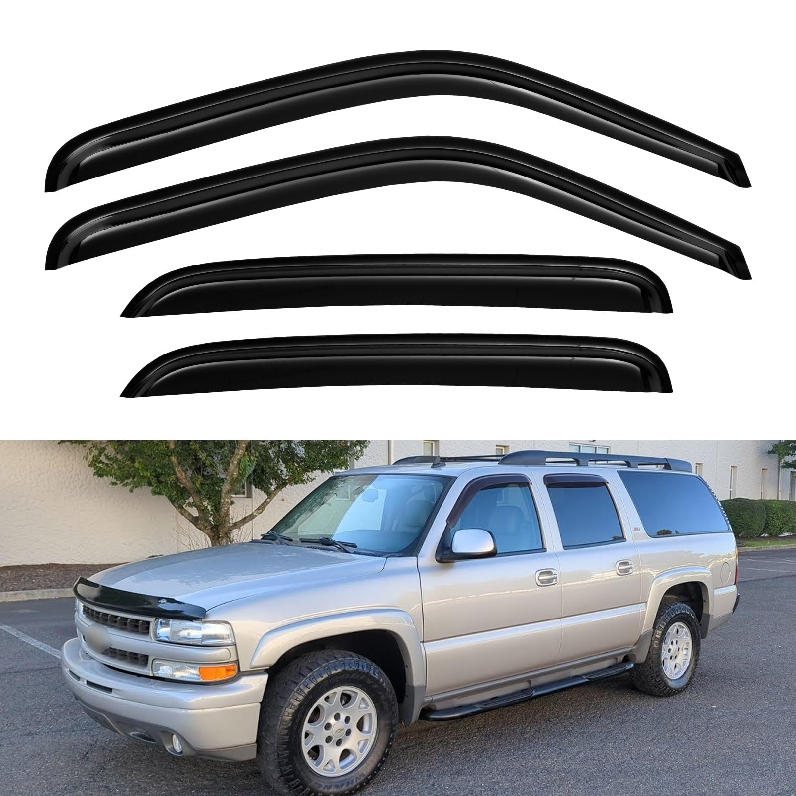Photo 1 of ***STOCK PHOTO FOR REFERENCE ONLY***Cxdar Window Rain Guards Visors for 2000-2006 Chevy Tahoe, Window Vent Wind Shades Deflectors for 00-06 GMC Yukon