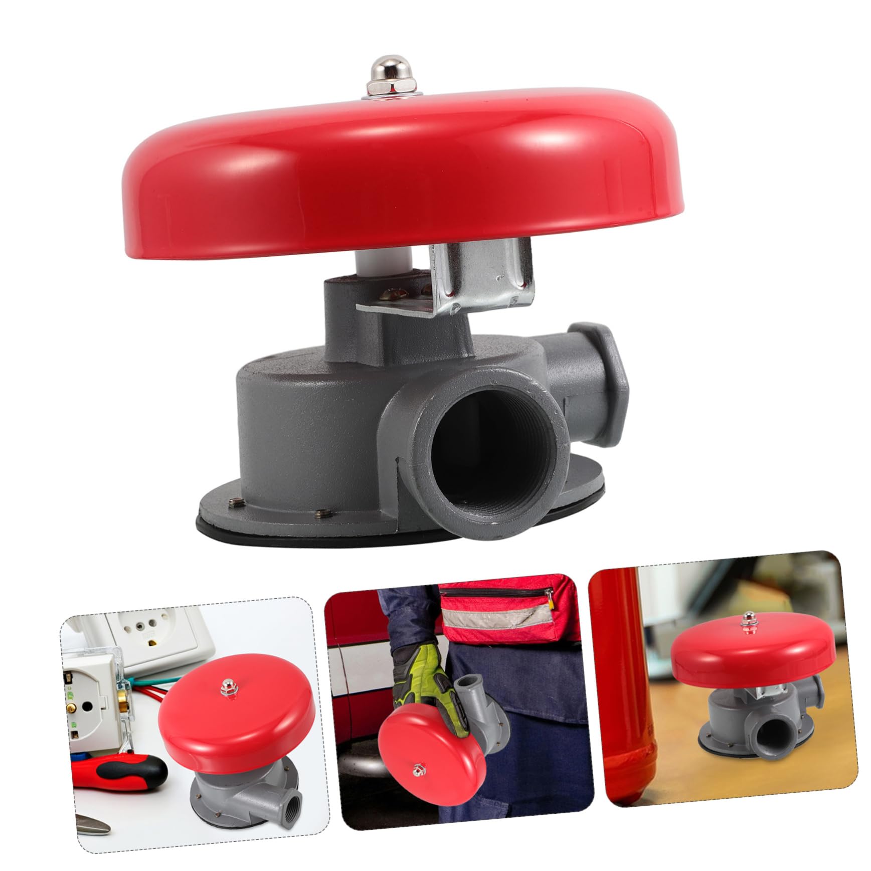 Hydraulische Feueralarmglocke Runde Eisen Alarmglocke | Wasserantrieb, Rot, Zuverlässig bei Warnsignalen, Wetterfest, für Wohnhäuser, Industriegebäude, Sicherheitsbereiche