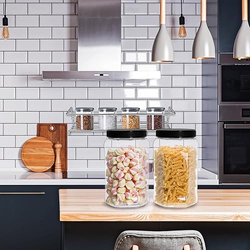 Miniatura 6 de Okllen Paquete de 4 tarros de plástico de medio galón de 70 onzas líquidas con tapas, recipientes vacíos de almacenamiento herméticos para tarros de