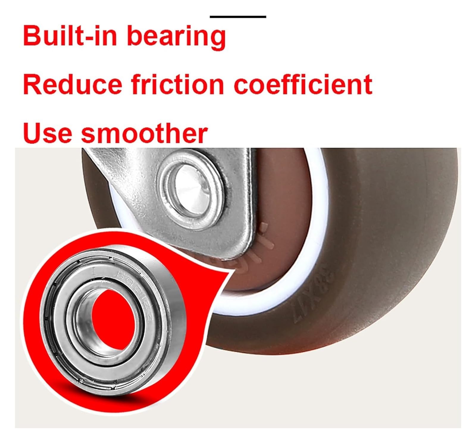 12PZ RUOTA MOBILE IN GOMMA DIAMETRO 50 CON PERNO FILETTATO 8 MM MASCHIO - Foto 4