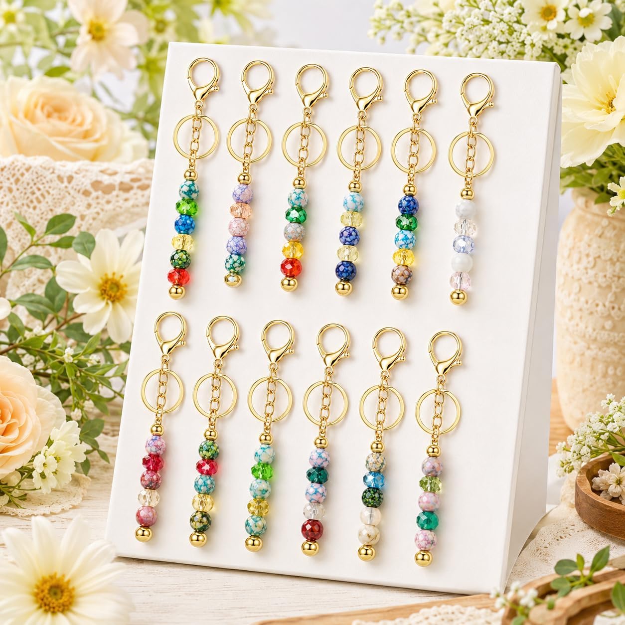 30Pcs Blank Beadable Keychain Bars Bulk Blank Metal Keychain