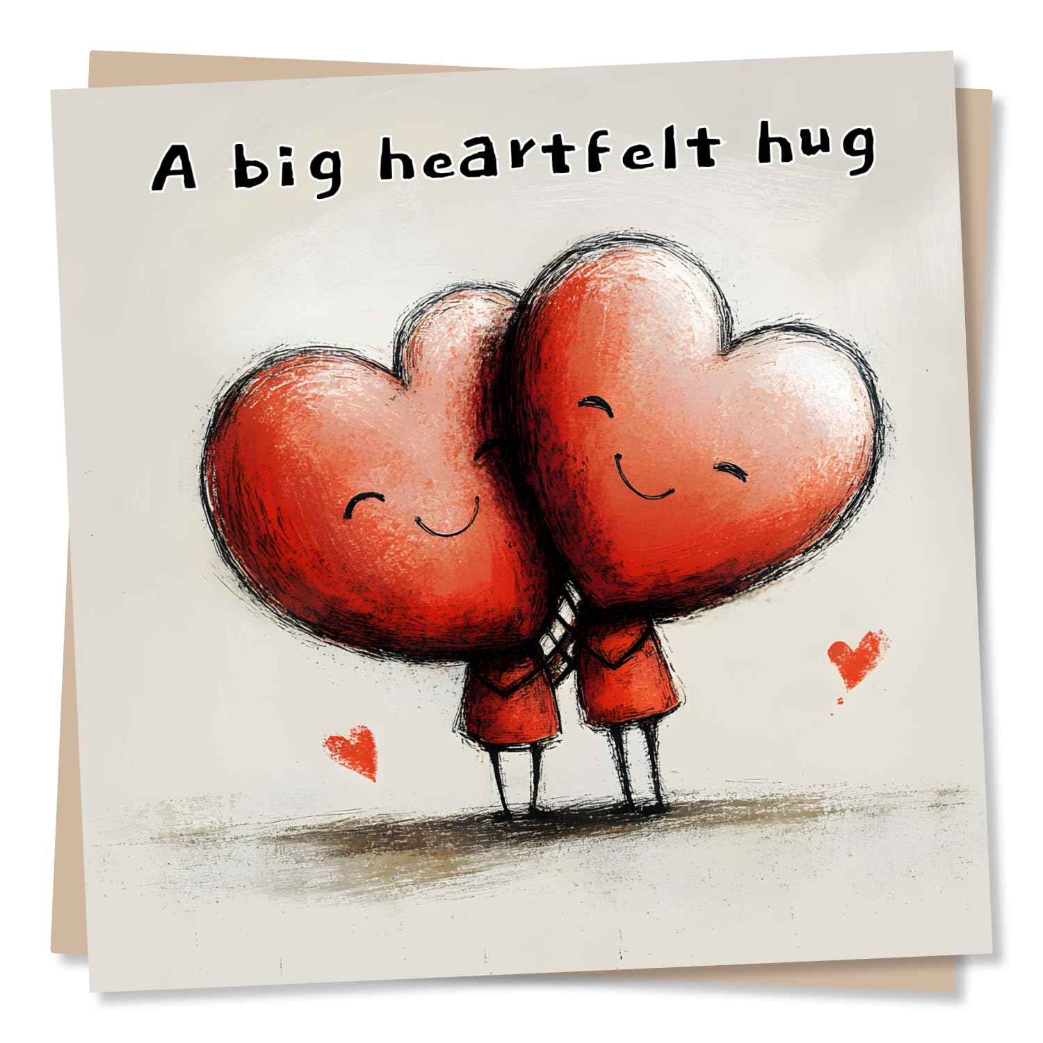 Love You Card - Big Hug, Two Hearts Hugging - for Partner