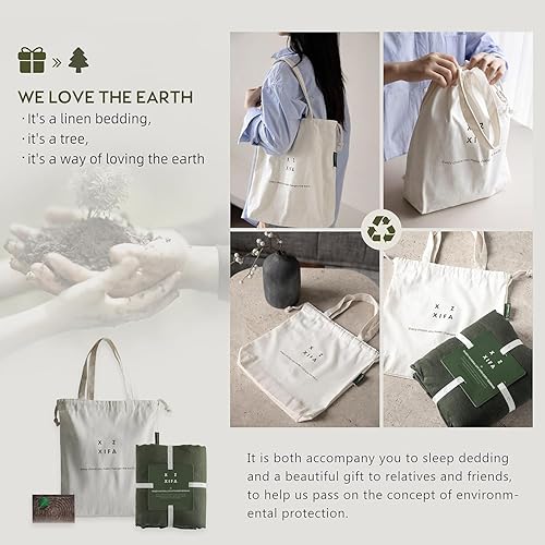 Miniatura 6 de XZ XIFA Juego de funda de edredón de lino blanco, tamaño Queen, 100% lino francés natural, transpirable y duradero, juego de funda de edredón de 3