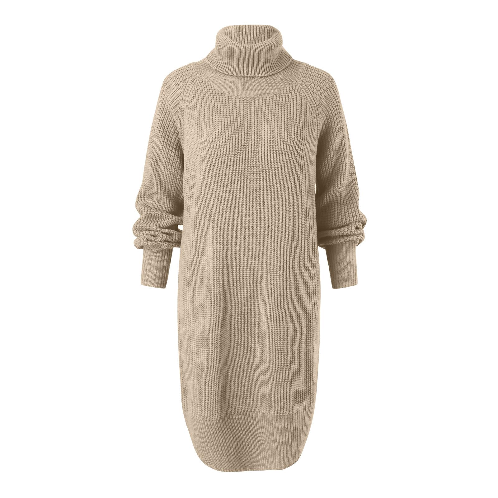 Pull pour femme col roulé à manches longues solide hiver tricoté robe robe tricotée femme motif tresse