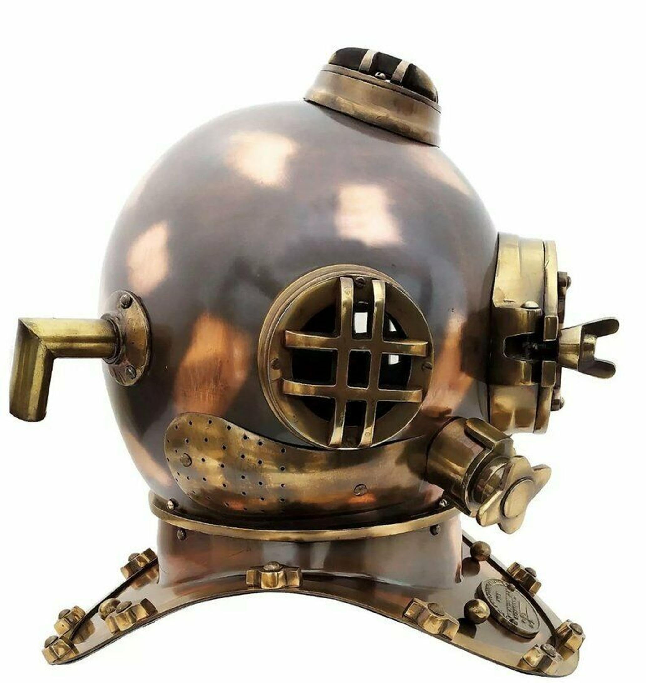 Nautical45,7 cm Maritimer Tauchhelm, US-Marine, V-Mark, Taucherhelm, Antik-Vintage-Taucherhelm, Braun, volle Größe, Taucherhelm