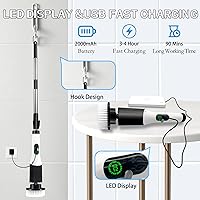 Vista 3 de Cepillo de limpieza multifuncional 9 en 1 con mango desmontable, 9 cabezales de cepillo reemplazables y pantalla LCD, limpiador giratorio eléctrico