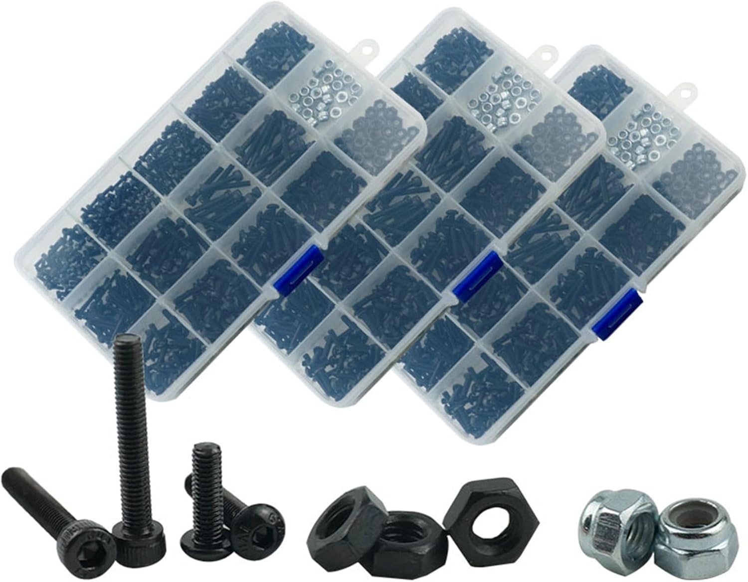 YANGQI yaoqijie 918pcs M2 M3 Hex Socket Screw Set Carbon Steel Flat Round Cap Head Screws Bolts and Nuts Assortment Kit with Storage Box Lasting (Size : Set)
