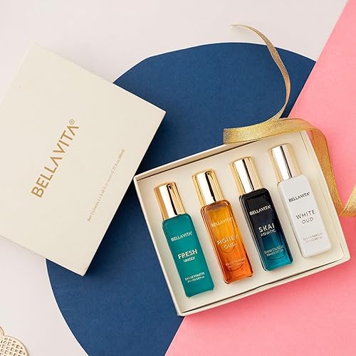 Miniatura 7 de Bella Vita Luxury Set de perfume para mujeres y hombres (4 x 0.68 onzas líquidas)  Unisex  Incluye Skai, Fresh, White Oud, Honey Oud  Ideal para