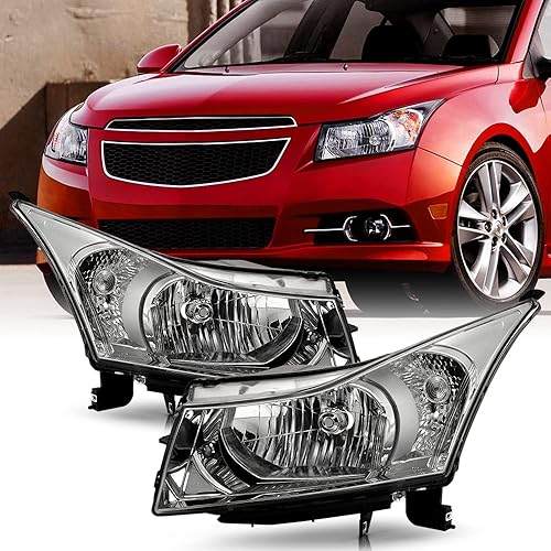 ACANII - Para Chevy Cruze 2011, 2012, 2013, 2014, 2015, faros delanteros cromados, faros delanteros delanteros delanteros y lado del pasajero