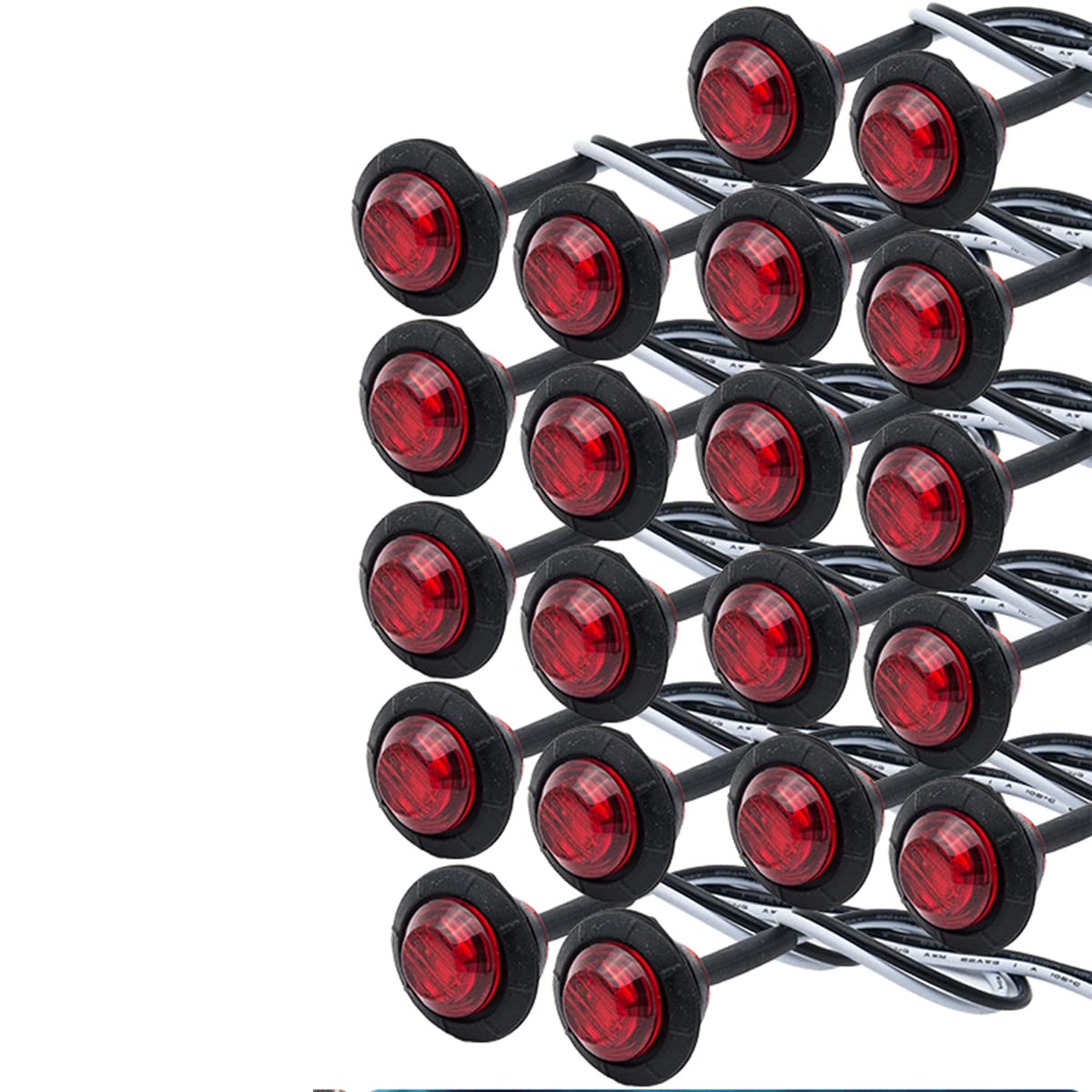 20 luces de marcador lateral redondas 12V, 3/4 pulgadas LED de luz indicadores laterales delanteros, indicador de luces de posición súper brillante para camión, remolque, furgoneta, autobús (rojo)