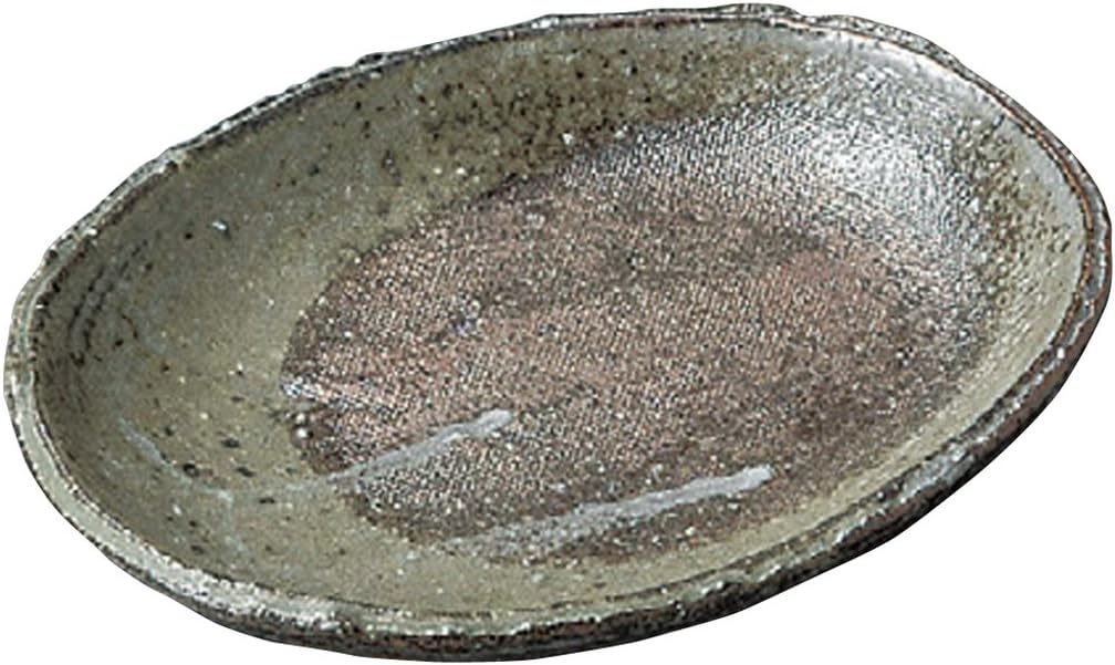 Yamasita Craft 24104-438 Ash Glaze, Botamochi 3.5 Oval Plate, 5.5 x 4.3 x 0.6 inches (14 x 11 x 1.5 cm)