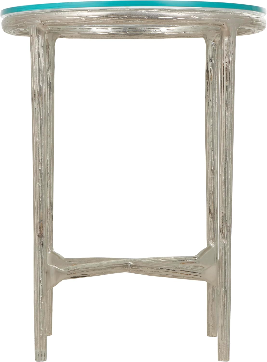 Deco 79 Aluminum Metal Side End Accent Table Textured End Table with Glass Tabletop, Side Table 18" x 18" x 23", Silver