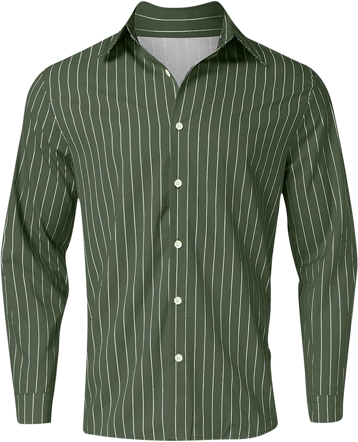 Ymosrh Men's Button Up Striped Shirts Long Sleeve Casual Button Down Regular Fit Untucked Dress Shirts, M-3XL