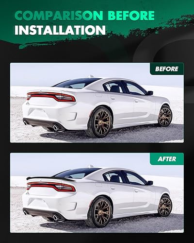 Miniatura 6 de SCITOO Alerón lateral compatible con Dodge Charger Sedán 2011-2020 negro mate estilo Hellcat para alerón trasero del maletero