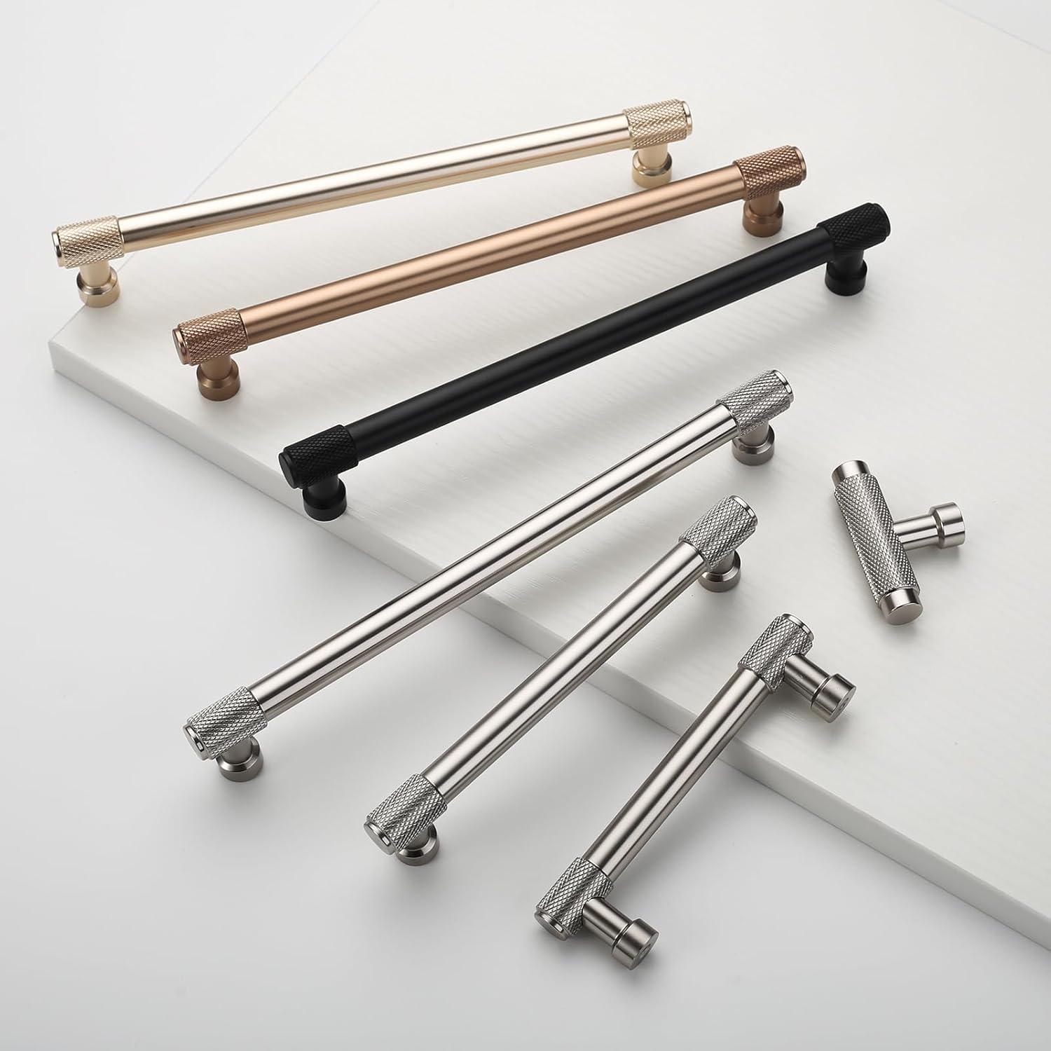 10 Pack 7.5 Inch(192mm) Knurled Brushed Brass Cabinet Pulls Kitchen Cabinet Handles Cabinet Hardware Kitchen Handles for Cabinets Brushed Gold Dresser Pulls Drawer Handle