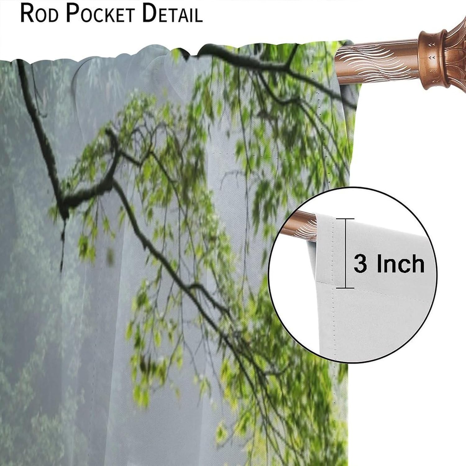 Forest Waterfall Blackout Curtains Pools Vines Moss Rocks Tropical Natural Landscape Color Illustrations Rod Pocket Window Treatments for Bedroom Kitchen Living Dining Apartment Dorms Cafe 42"W X 45"L