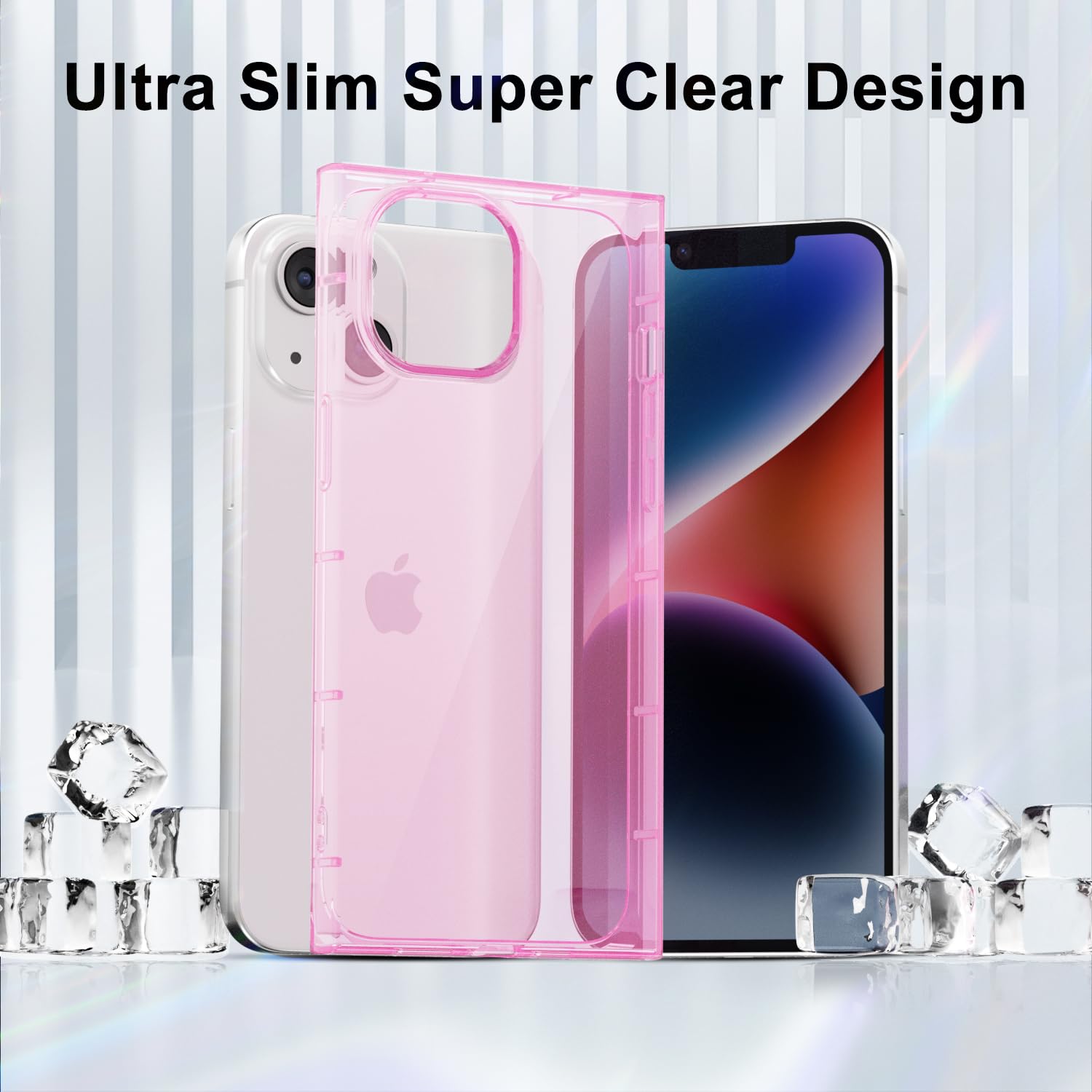 Durchsichtige IPhone 14 Plus Hülle – Transparent, Stoßfest, TPU, Mit Kameraschutz, In Neon Lila