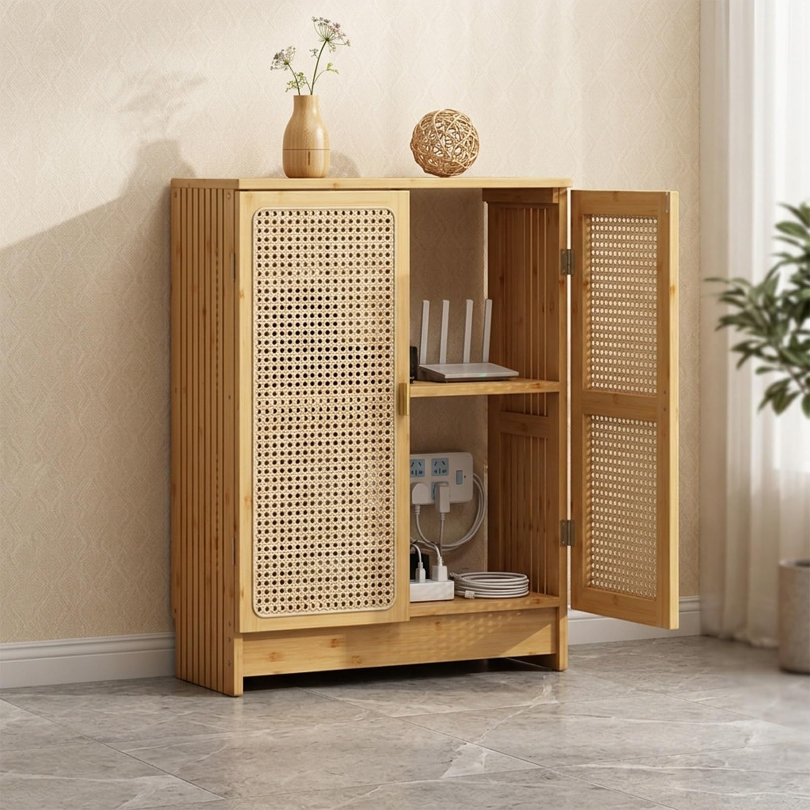 Organiseur multiprise et meuble routeur WiFi pour bureau et salon