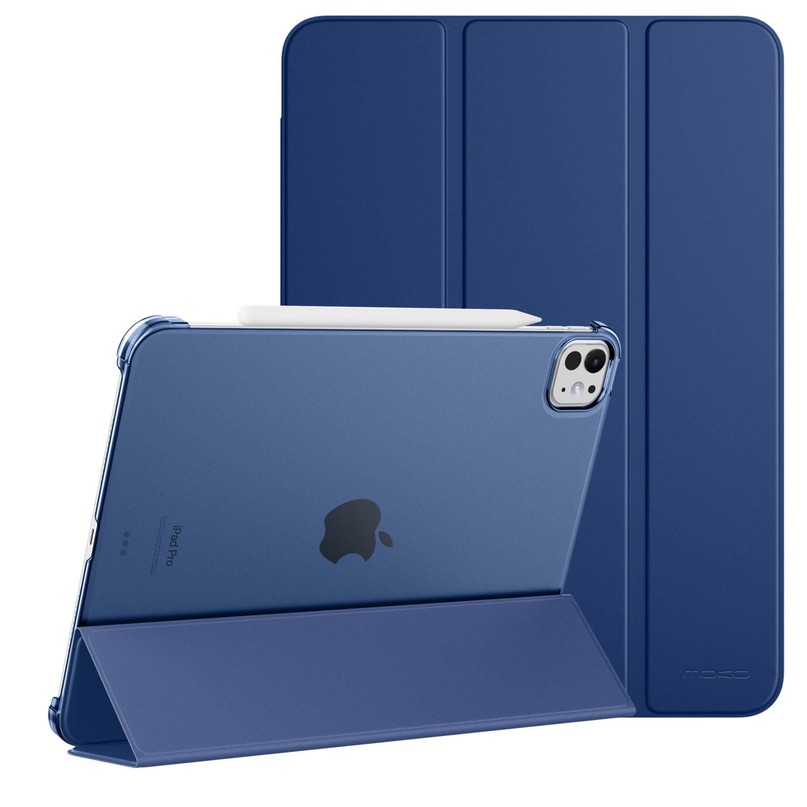 MoKo for iPad Pro 11 Inch Case (M5 2025/M4 2024), Ultra Slim Stand Case with Hard PC Translucent Back Shell Cover for iPad Pro 11''2025/2024, Support Apple Pencil Pro, Auto Wake/Sleep, Navy Blue